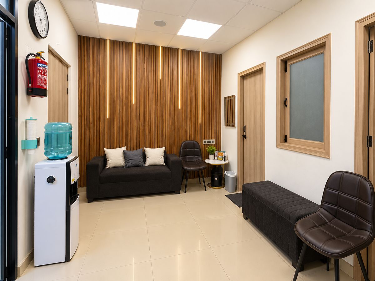 Patient waiting area at Dr. Pranay's Dental Clinic in Sector 52, Noida